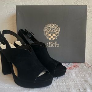 Vince Camuto Black Suede Sling Back Sandal
